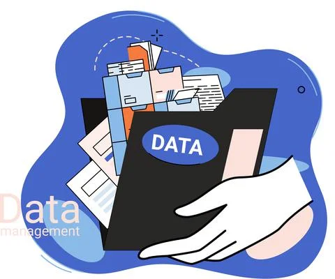 Data management metaphor, data center, business protection, rational storage of Stock Illustration