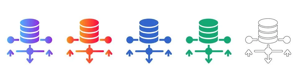 Data Management Network Icon Set Illustrazione stock
