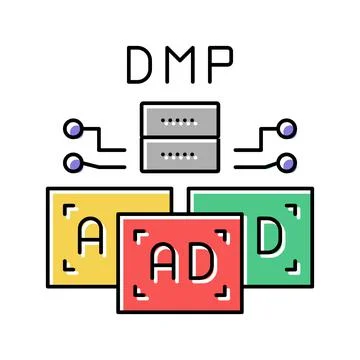 Data management platform color icon vector illustration Stock Illustration