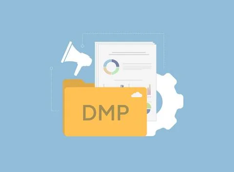 Data management platform illustration featuring cloud storage, user data Stock-Illustration