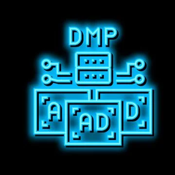 Data management platform neon glow icon illustration Illustration