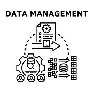 Data management process organizing information optimizing business workflow Stock Illustration