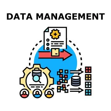 Data management process organizing information optimizing business workflow Stock Illustration