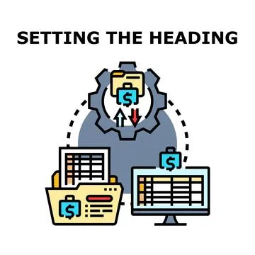 Data management process setting financial direction concept Stock Illustration