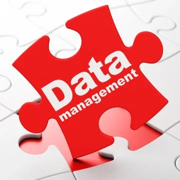 Data Management on puzzle background Stockillustratie