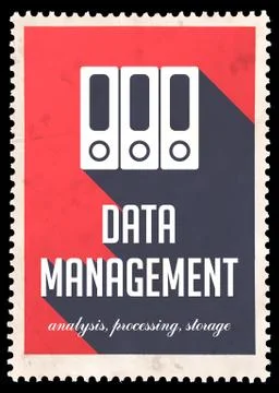 Data Management on Red in Flat Design. Illustrazione stock