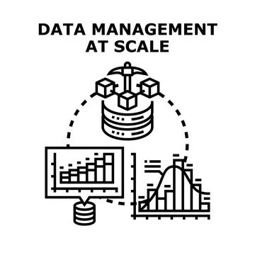 Data management at scale processing information analysis Stock Illustration