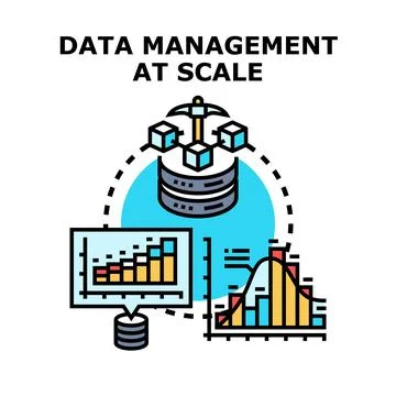 Data management at scale processing information analysis Stock Illustration