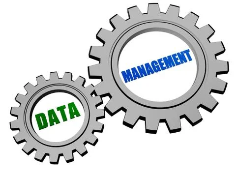 Data management in silver grey gears Illustrazione stock