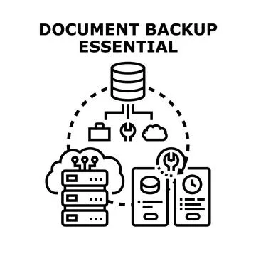 Data management solution ensuring document backup essential Stock Illustration