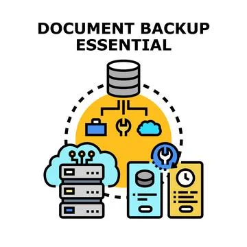 Data management solution ensuring document backup essential Stock Illustration