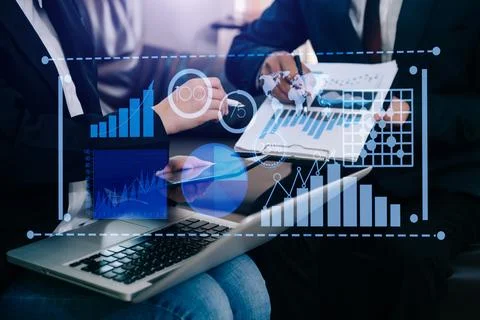 Data Management System with Business Analytics concept. Stock Photos
