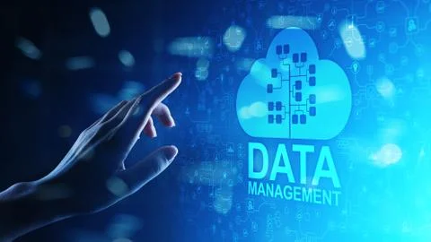 Data management system, cloud technology, Internet and business concept. Stock Photos