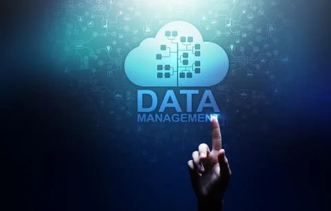 Data management system, cloud technology, Internet and business concept. Stock Photos