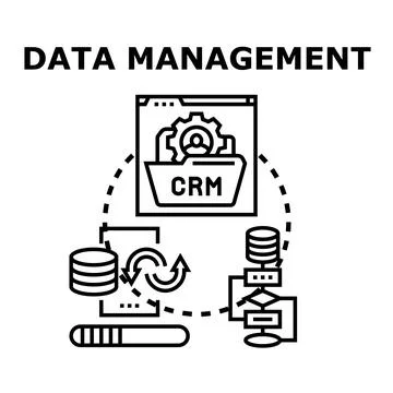 Data management system concept managing customer information flow Stock Illustration