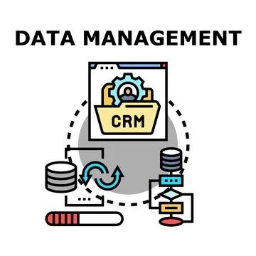 Data management system concept managing customer information flow 스톡 일러스트