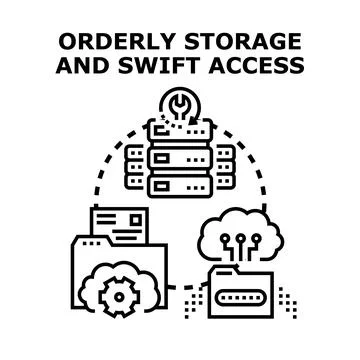 Data management system concept for storage and swift access Stockillustratie