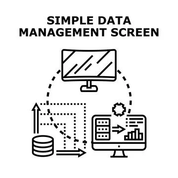 Data management system concept visualizing processing and organization Stock Illustration