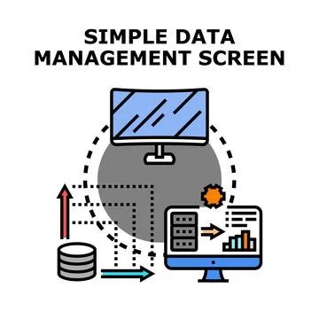 Data management system concept visualizing processing and organization Stock Illustration