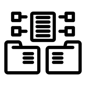Data management system connecting files and databases icon Stock Illustration