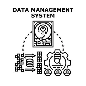 Data management system developing process and analysis Stock Illustration