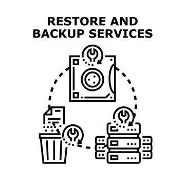 Data management system performing backup and restore services Stock Illustration
