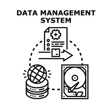 Data management system processing global information architecture 스톡 일러스트