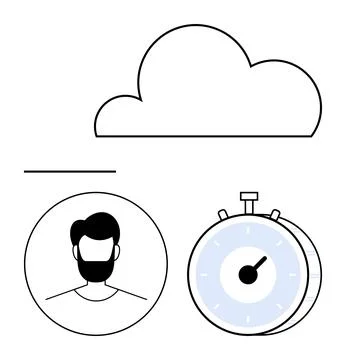 Data management, time tracking, user profiles, tech interfaces, cloud computi Illustrazione stock