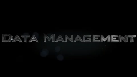 Data Management title metal text on black alpha channel background Stock Footage 296265879