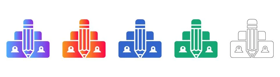 Data Management User Profile Icon Set Stock Illustration