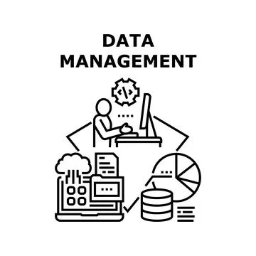 Data Management Vector Concept Color Illustration Illustrazione stock