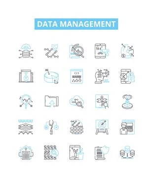 Data management vector line icons set. Data, Management, Storage, Organization 스톡 일러스트