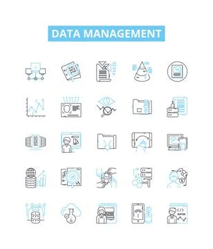 Data management vector line icons set. Data, Management, Storage, Organization イラスト素材