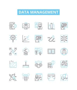 Data management vector line icons set. Data, Management, Storage, Organization 스톡 일러스트