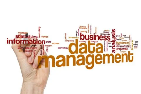 Data management word cloud Stock Photos