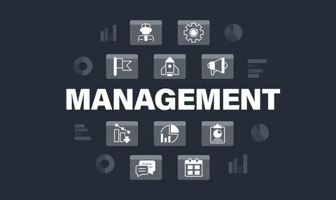 Data management word concept design template with icons Stock Illustration