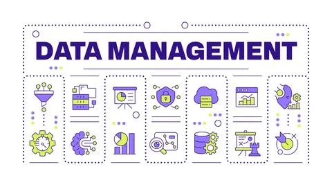 Data management word concept isolated on white Illustrazione stock