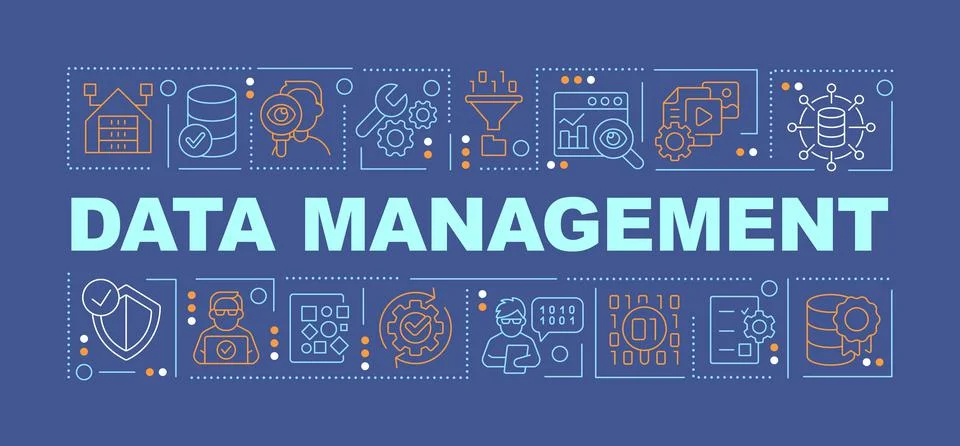 Data management word concepts dark blue banner イラスト素材