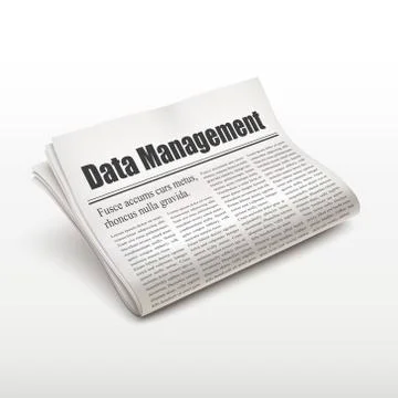 Data management words on newspaper Stock Illustration