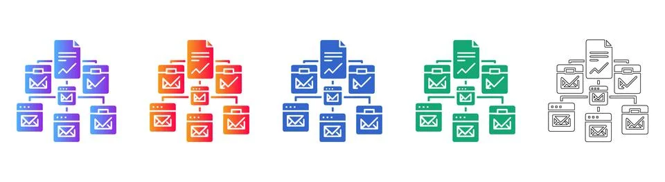 Data Management Workflow Icon Set 스톡 일러스트