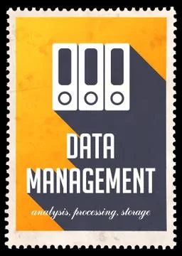 Data Management on Yellow in Flat Design. Illustrazione stock