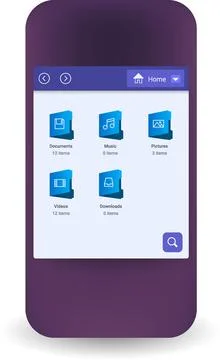 Data Manager App Interface With Folder Icons And Navigation Toolbar 스톡 일러스트