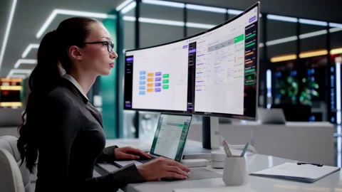 Data Manager Carefully Updates Metadata For Enterprise Catalog Stock Footage 344712751