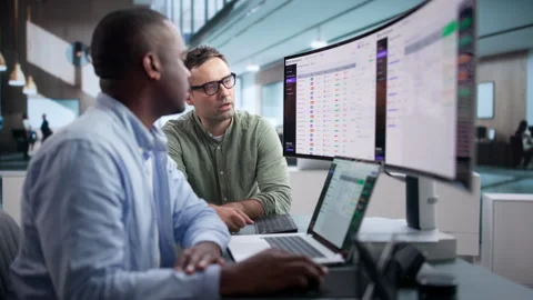 Data Manager Discusses Metadata Governance Using Laptop Stock Footage 346927709