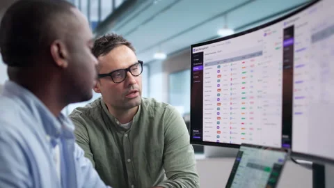 Data Manager Discusses Metadata Governance Using Laptop Stock Footage 346927982