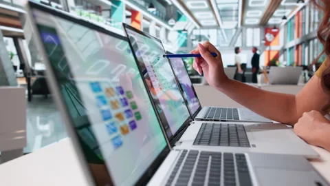 Data Manager Reviews Metadata Quality On Laptop Stock Footage 345333419