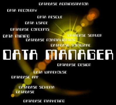 Data Manager Shows Bytes Director And Managers Stock Illustration