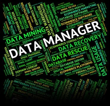 Data Manager Shows Executive Bytes And Fact Stock Illustration