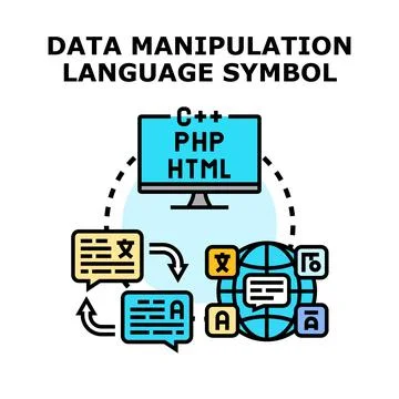 Data manipulation language global communication programming concept Illustrazione stock