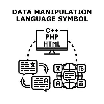 Data manipulation language global communication programming concept Stockillustratie